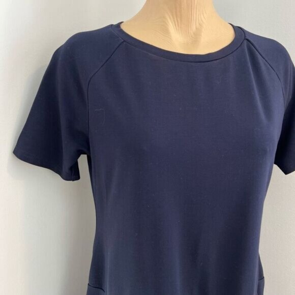 Vintage Onze Montreal Women’s Medium Navy Blue Short Sleeve Mini Dress Zipper - Picture 5 of 13